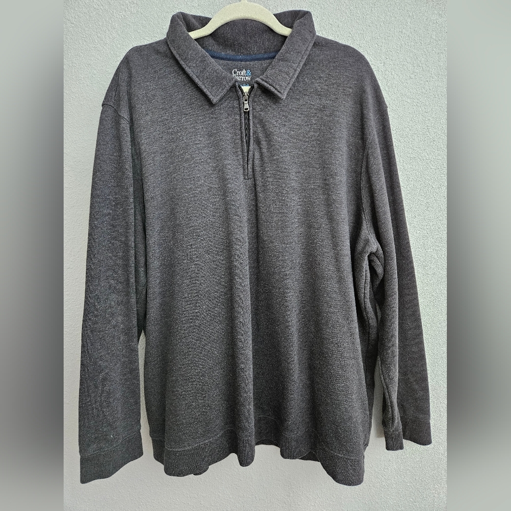 Croft & Barrow Extra Soft Gray Quarter Zip, Size 2XB